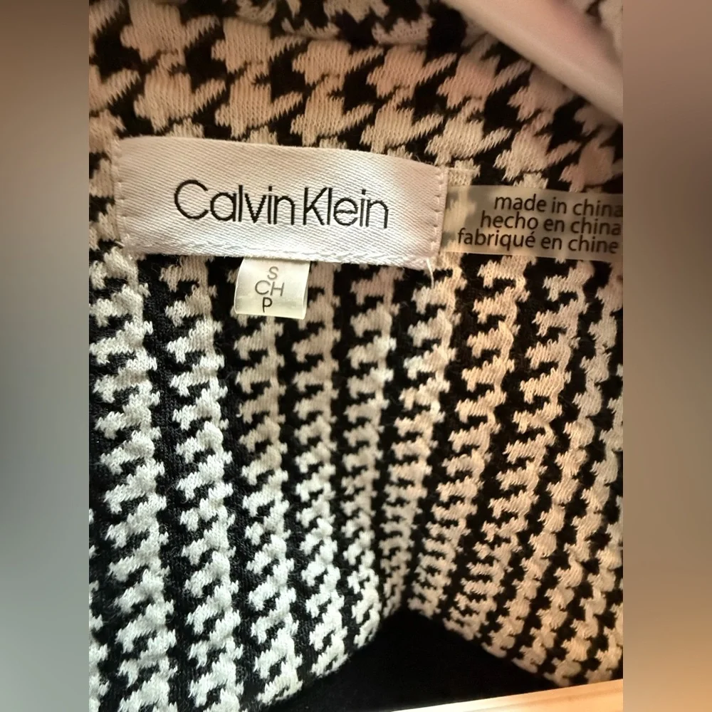 Calvin Klein Open Front Black & White Houndstooth Jacket. Size Small. EUC - Picture 2 of 11